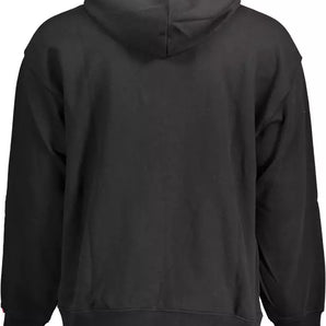 Levi's Sleek Black Cotton Hoodie with Embroidered Logo