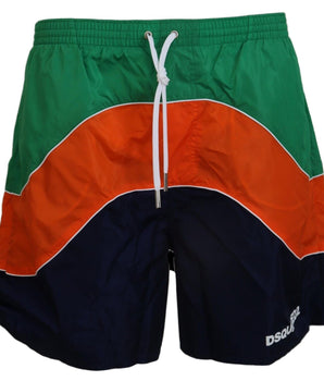 Dsquared² Multicolor Logo Print Men Beachwear Swimwear Short