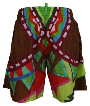 Dsquared² Multicolor Printed Men Beachwear Swimwear Short