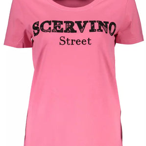 Camiseta rosa bordada con detalles en contraste de Scervino Street Chic