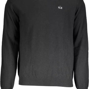 La Martina Black Wool Men Sweater