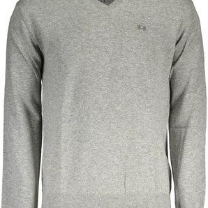 La Martina Gray Wool Men Sweater