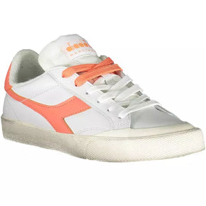 Diadora Elegantes zapatillas deportivas con cordones de piel blanca