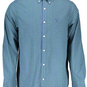 Camisa de mezcla de algodón de manga larga azul elegante de Gant