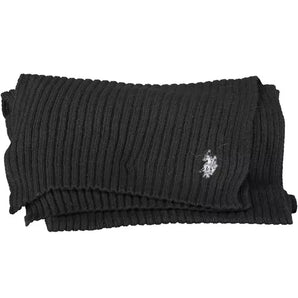 US POLO ASSN. Elegant Black Wool-Cashmere Blend Scarf