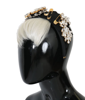 Dolce & Gabbana Black Crystal White Hair Parrucchiera Headband Diadem