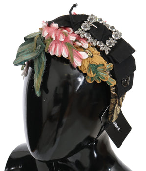 Dolce & Gabbana Multicolor Tiara Floral Crystal Bow Diadem Headband