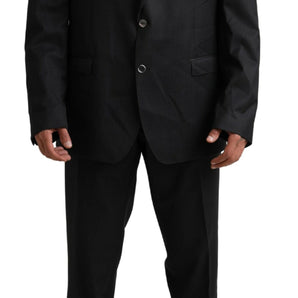 Dolce &amp; Gabbana Elegant Black Virgin Wool Martini Suit