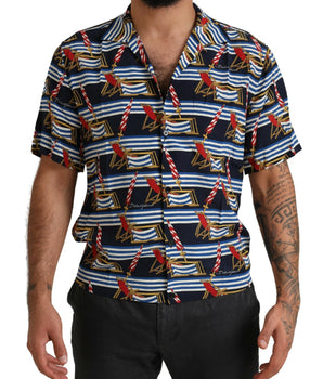 Dolce & Gabbana Multicolor Beach Chair Short Sleeves Shirt