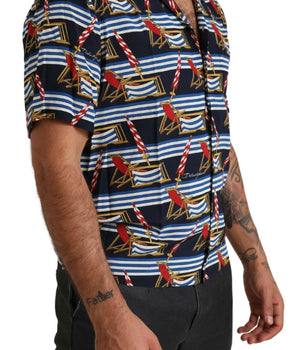 Dolce & Gabbana Multicolor Beach Chair Short Sleeves Shirt
