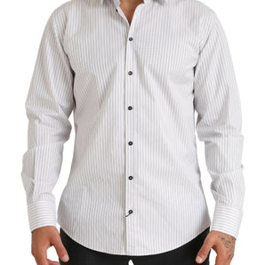 Dolce &amp; Gabbana Elegant White Striped Cotton Dress Shirt