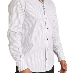 Dolce &amp; Gabbana Elegante camisa de vestir de algodón a rayas blancas