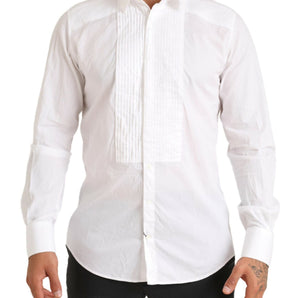 Dolce &amp; Gabbana Elegante camisa de vestir blanca de algodón slim fit