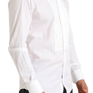 Dolce &amp; Gabbana Elegante camisa de vestir blanca de algodón slim fit