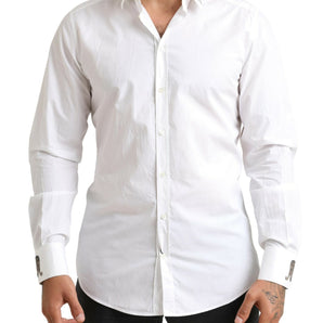 Dolce &amp; Gabbana Italian Elegance Slim Fit White Cotton Shirt