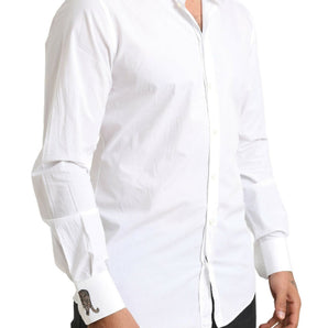 Dolce &amp; Gabbana Camisa de algodón blanca de corte slim Elegancia italiana