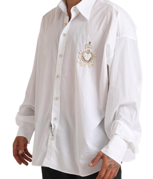Dolce &amp; Gabbana White Logo Cotton Casual Long Sleeve Shirt