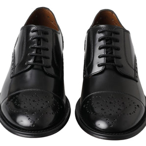 Dolce &amp; Gabbana Elegant Black Leather Oxford Wingtip Shoes