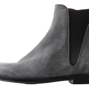 Dolce &amp; Gabbana Elegant Gray Chelsea Leather Boots