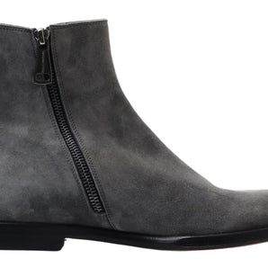 Dolce &amp; Gabbana Elegant Gray Chelsea Leather Boots