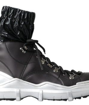 Dolce & Gabbana Black Nylon Galileo High Top Sneakers Shoes