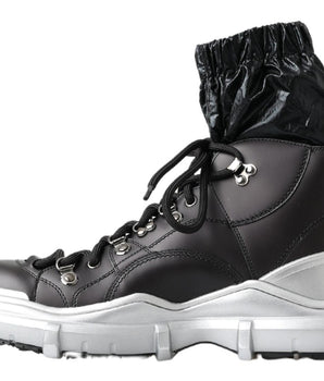 Dolce & Gabbana Black Nylon Galileo High Top Sneakers Shoes