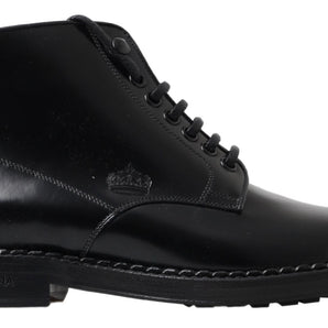 Dolce &amp; Gabbana Elegantes Botas De Hombre De Piel Negra