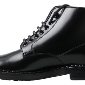 Dolce &amp; Gabbana Elegantes Botas De Hombre De Piel Negra