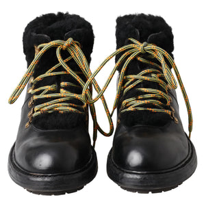 Dolce &amp; Gabbana Botas de cuero elegantes para hombre estilo shearling