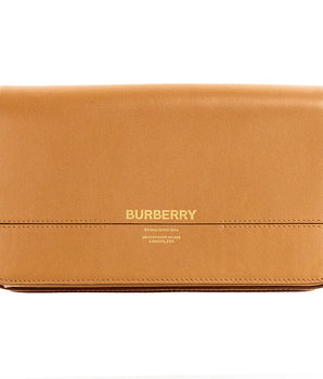 Burberry Grace Small Nutmeg Smooth Leather Flap Crossbody Clutch Handbag Purse