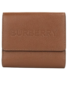 Burberry Luna Tan Grained Leather Small Coin Pouch Snap Wallet