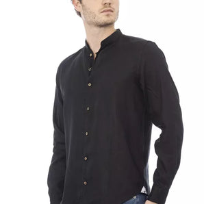 Baldinini Trend Black Lyocell Men Shirt