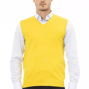 Alpha Studio Yellow Viscose Men Vest