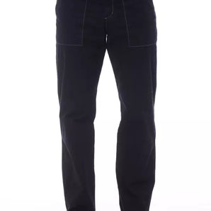 Alpha Studio Blue Cotton Men Pants