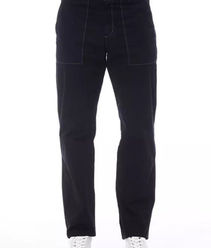 Alpha Studio Blue Cotton Men Pant