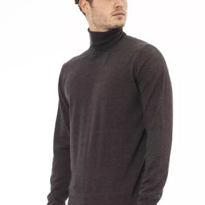 Alpha Studio Brown Cotton Men Sweater