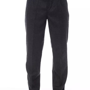 Alpha Studio Gray Wool Men Pant