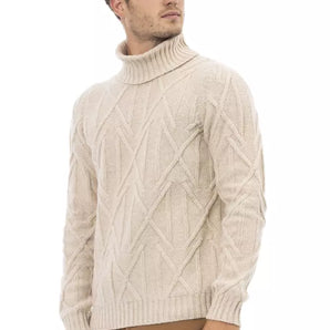 Alpha Studio Beige Merino Wool Men Sweater