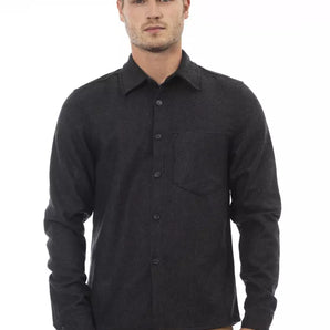 Alpha Studio Gray Wool Men Shirt