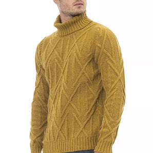 Alpha Studio Yellow Merino Wool Men Sweater