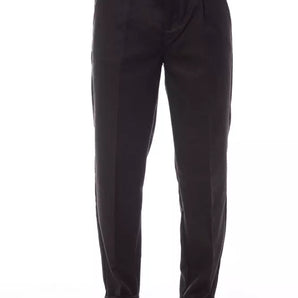 Alpha Studio Brown Wool Men Pant