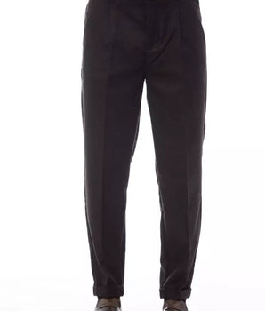 Alpha Studio Brown Wool Men Pant