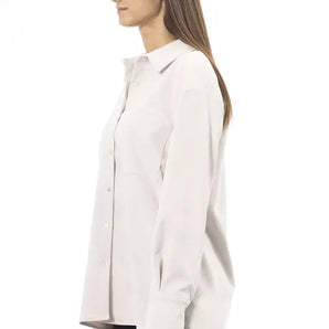 Alpha Studio White Polyester Women Shirt