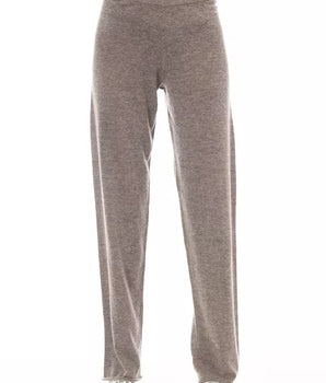 Alpha Studio Brown Wool Women Pant