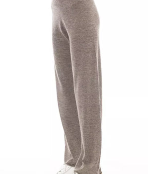 Alpha Studio Brown Wool Women Pant