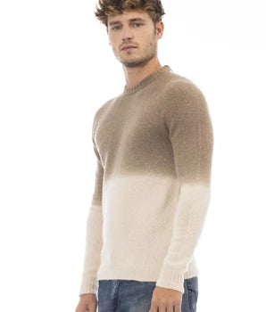 Alpha Studio Beige Alpaca Men Sweater