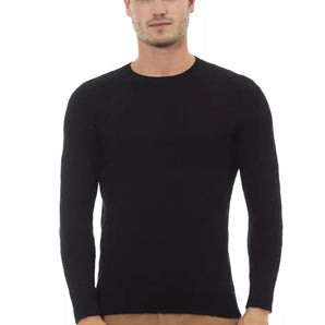 Alpha Studio Black Viscose Men Sweater