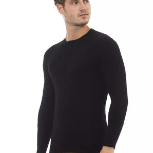 Alpha Studio Black Viscose Men Sweater