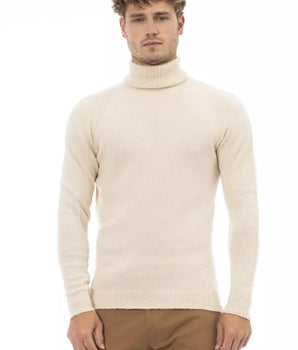 Alpha Studio Beige Alpaca Men Sweater