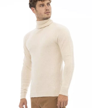 Alpha Studio Beige Alpaca Men Sweater